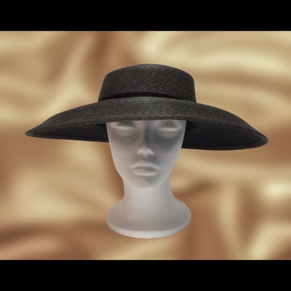 Vintage Women’s Wide-Brim Hat, Black - Picture 2 of 9
